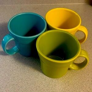 Fiestaware Mug Ceramic Coffee Cup - turquoise, lemongrass, sunflower - Set of 3